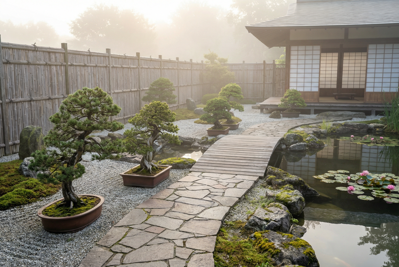 寸止挑战日式禅意庭院植物视频